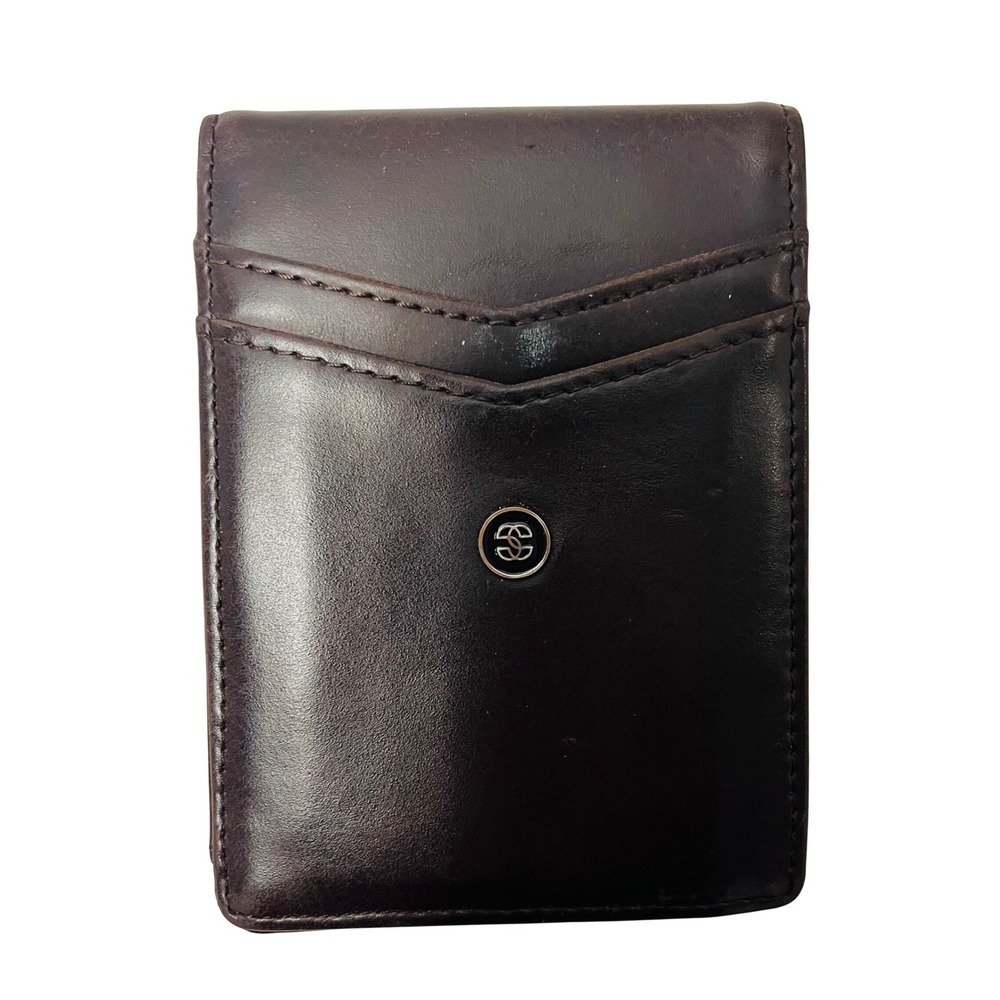 Suavell Bifold Money Clip Wallet OS Dark Brown Leather Minimalist Slim Card Case